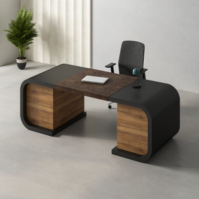 Black Solid Straight Desk